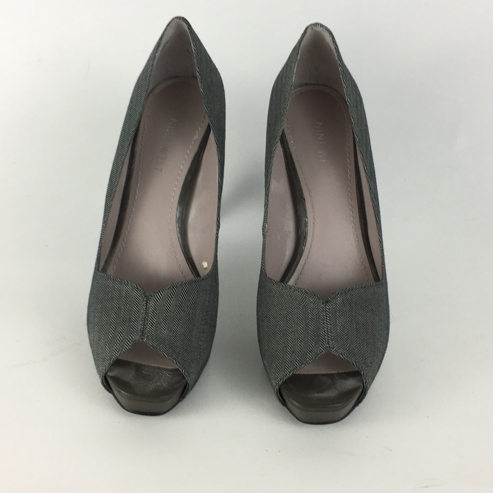 Nine West Herringbone Peep Toe Heels
